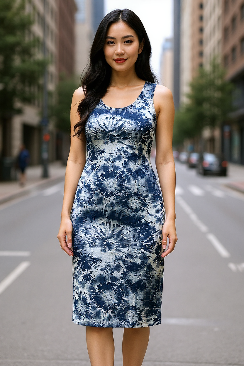 A Postcard From Brighton Tara Sleeveless Mineral Print Tie Dye Dress
