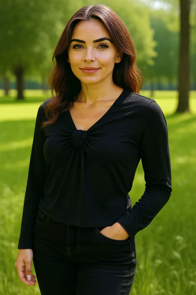 Knotted V Neck Top