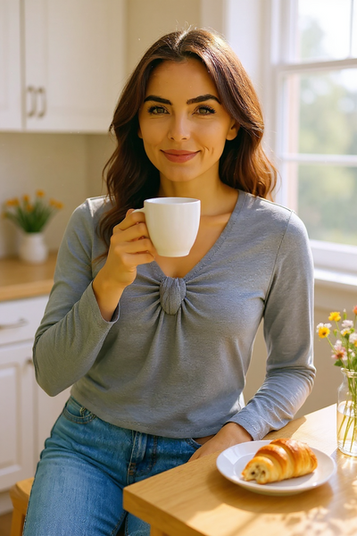 Knotted V Neck Top