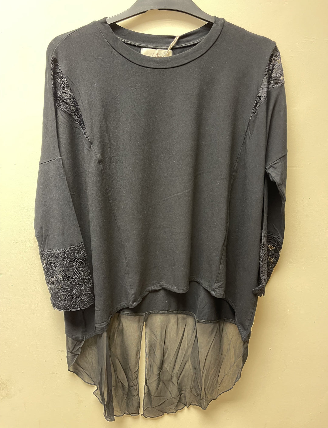 Sandy Black lace & Chiffon Layered Top