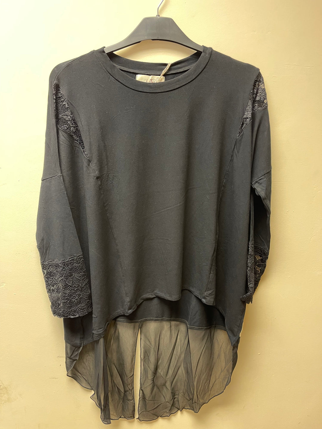 Sandy Black lace & Chiffon Layered Top