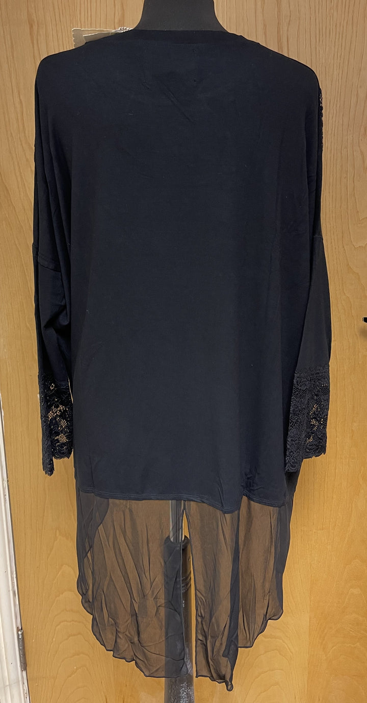 Sandy Black lace & Chiffon Layered Top