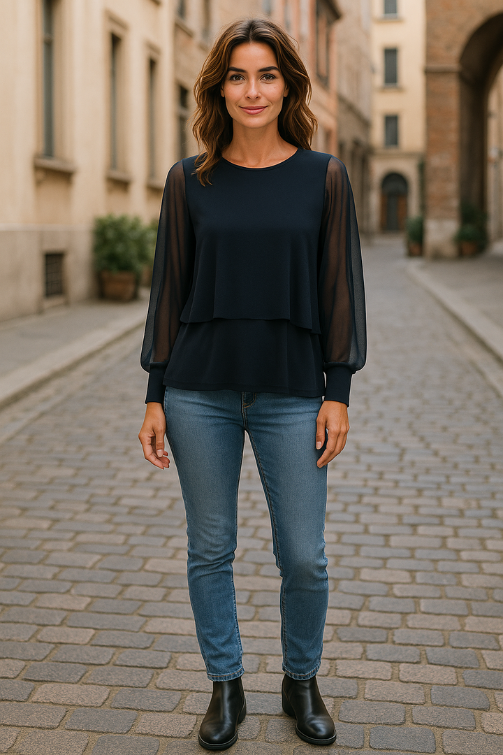 ANGELA PLAIN Chiffon Overlay Top