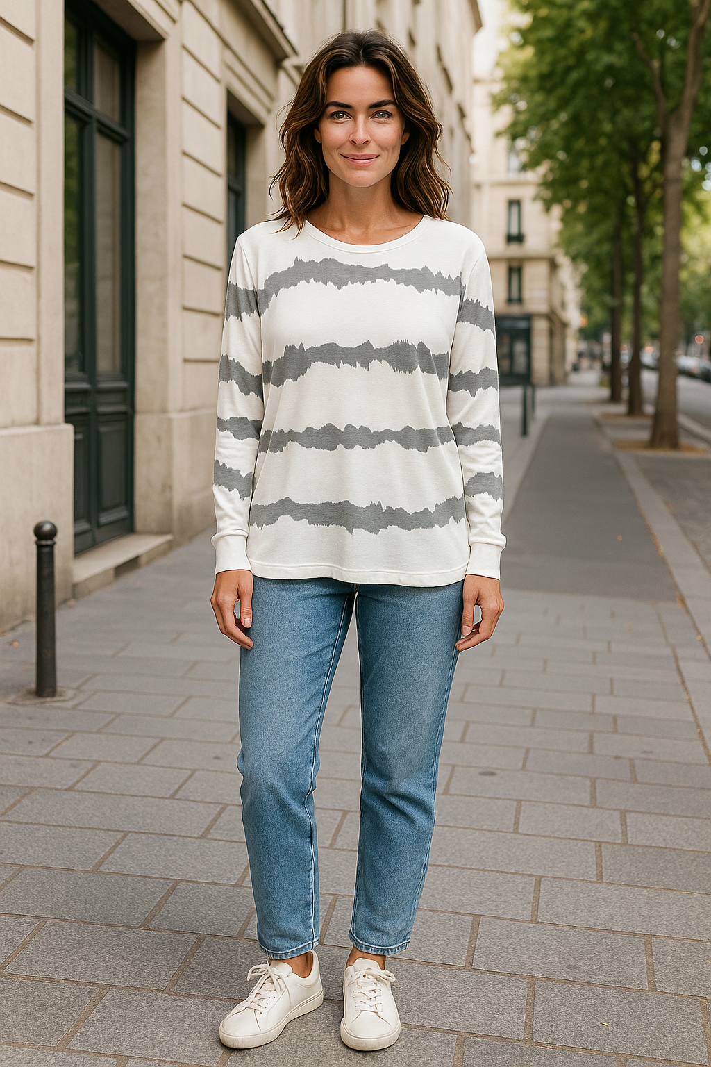 Spring Tie Dye Stripe  printed Sundae Sweat