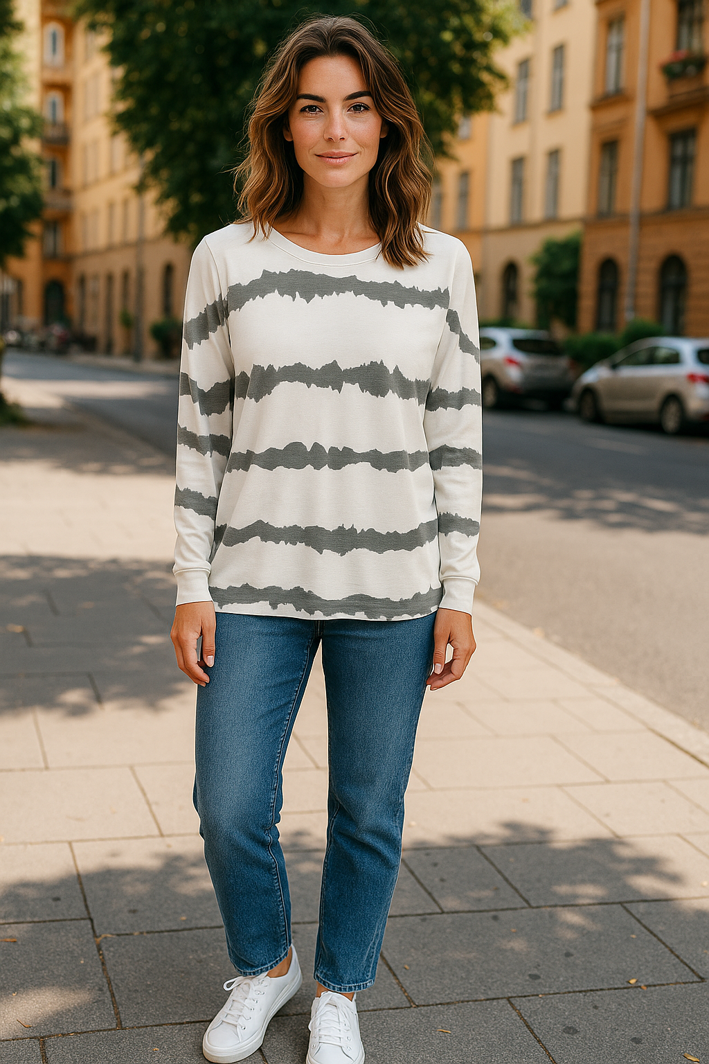 Spring Tie Dye Stripe  printed Sundae Sweat