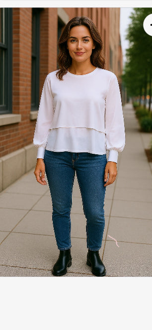 ANGELA PLAIN Chiffon Overlay Top