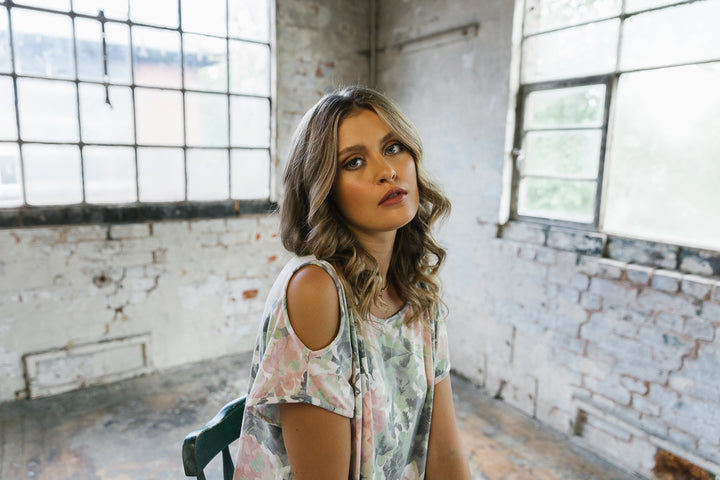 Botanical Cold Shoulder Top