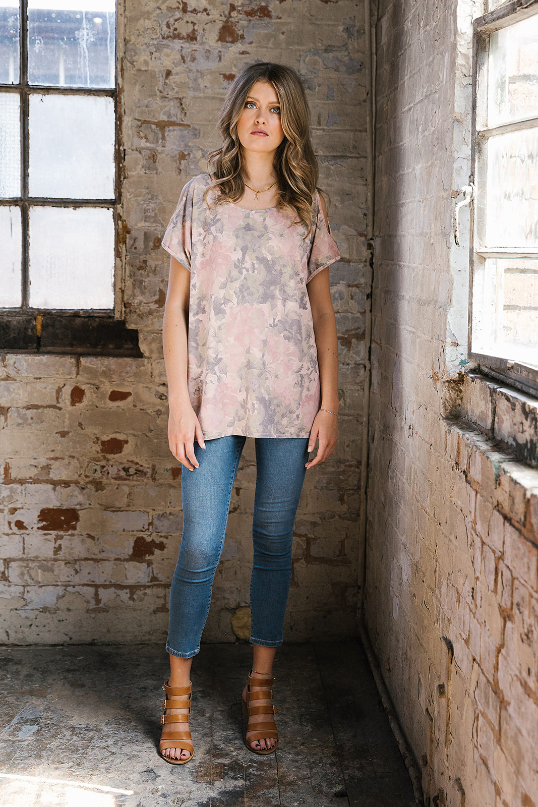 Botanical Cold Shoulder Top