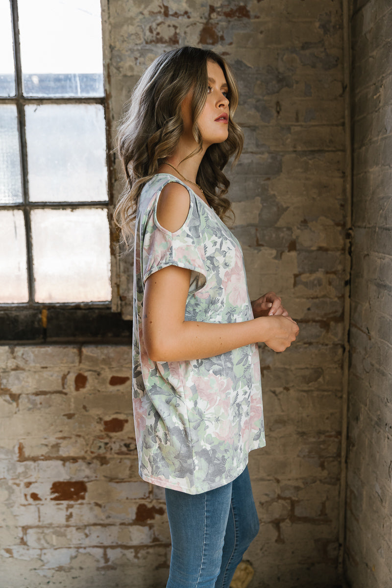 Botanical Cold Shoulder Top