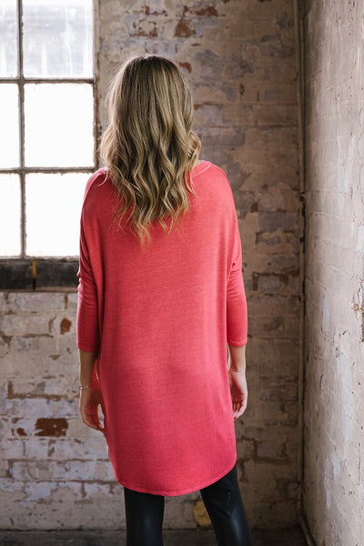 Summer Flirty Long Line Dipped Back KnitTop