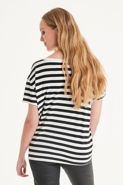 Honor Stripe Tie Front Tee