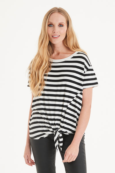 Honor Stripe Tie Front Tee