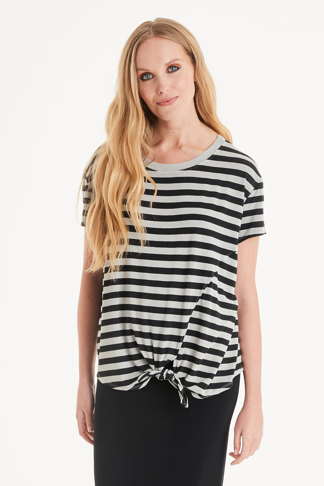 Honor Stripe Tie Front Tee