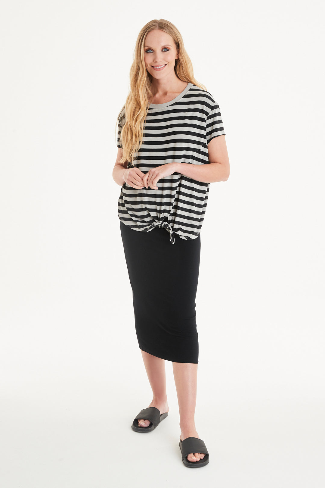 Honor Stripe Tie Front Tee
