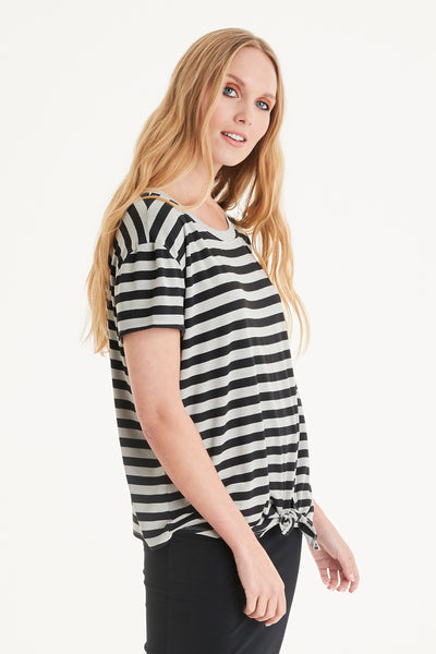 Honor Stripe Tie Front Tee