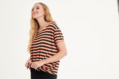 Honor Stripe Tie Front Tee