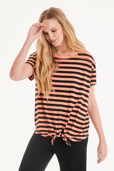 Honor Stripe Tie Front Tee