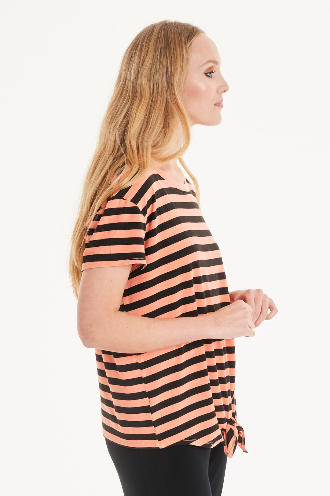 Honor Stripe Tie Front Tee