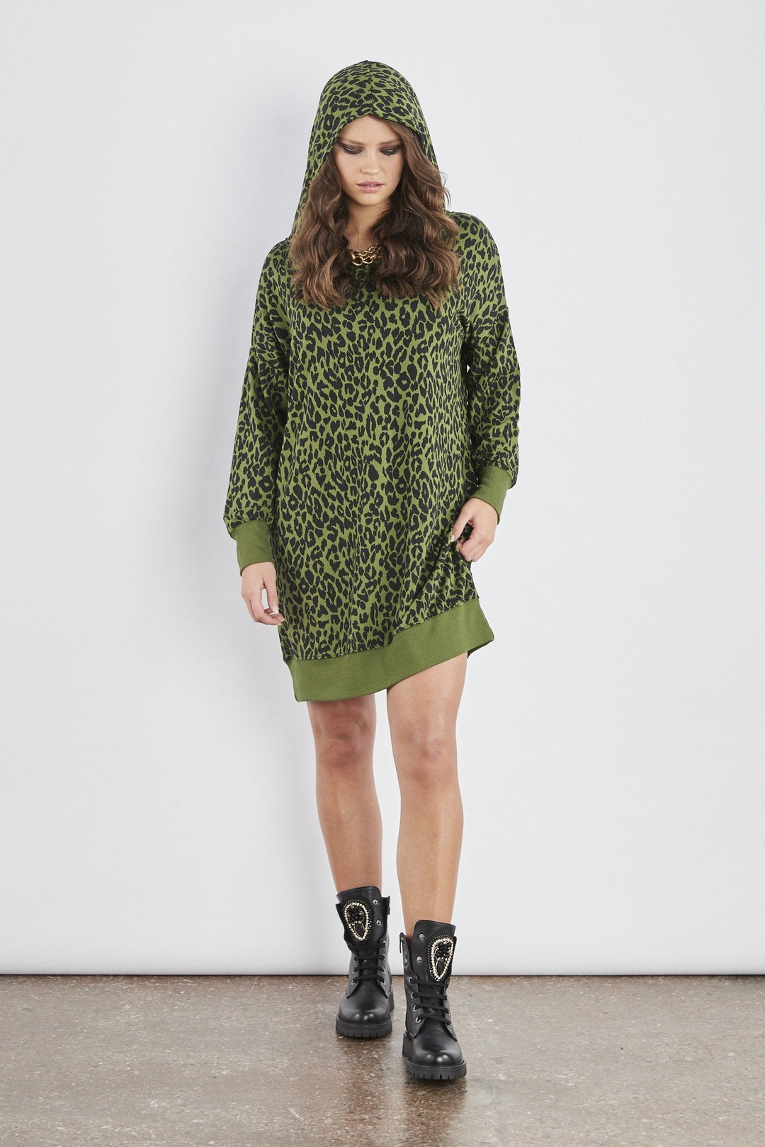 Sundae Tee Alanna Animal Hooded Sweater Dress