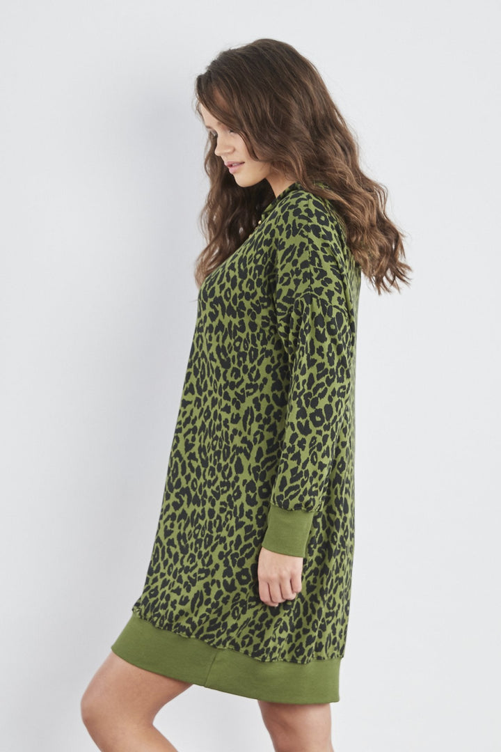 Sundae Tee Alanna Animal Hooded Sweater Dress
