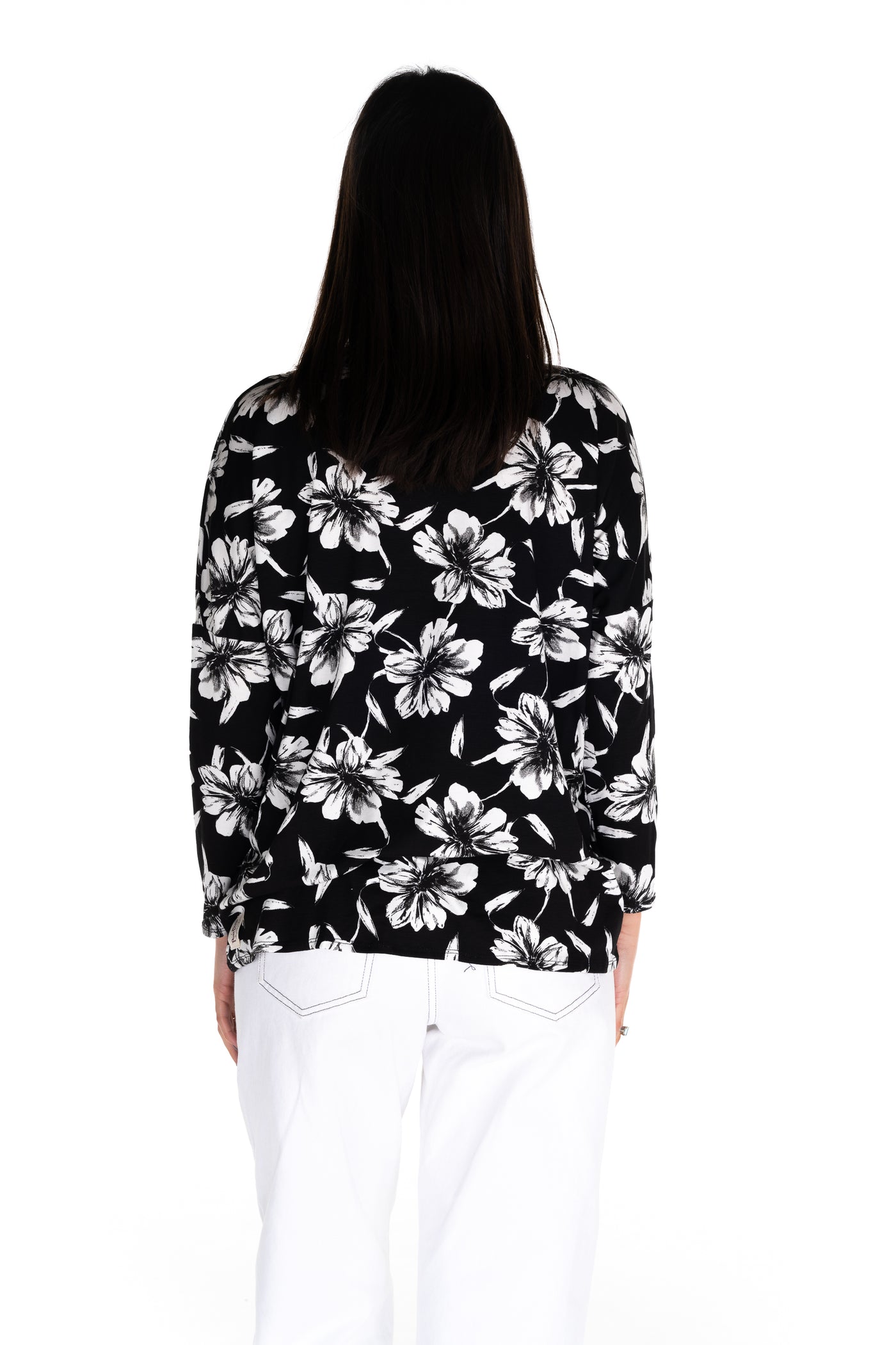 Floral Karma Curved Hem Top