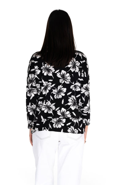 Floral Karma Curved Hem Top