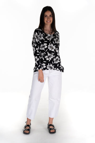 Floral Karma Curved Hem Top