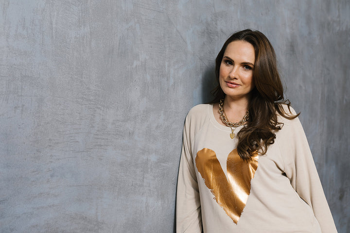 Lux Foil Copper Heart Print Sweat