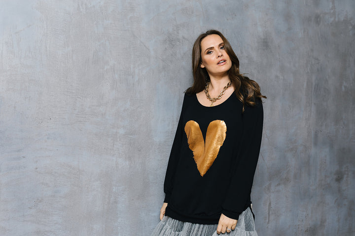 Lux Foil Copper Heart Print Sweat