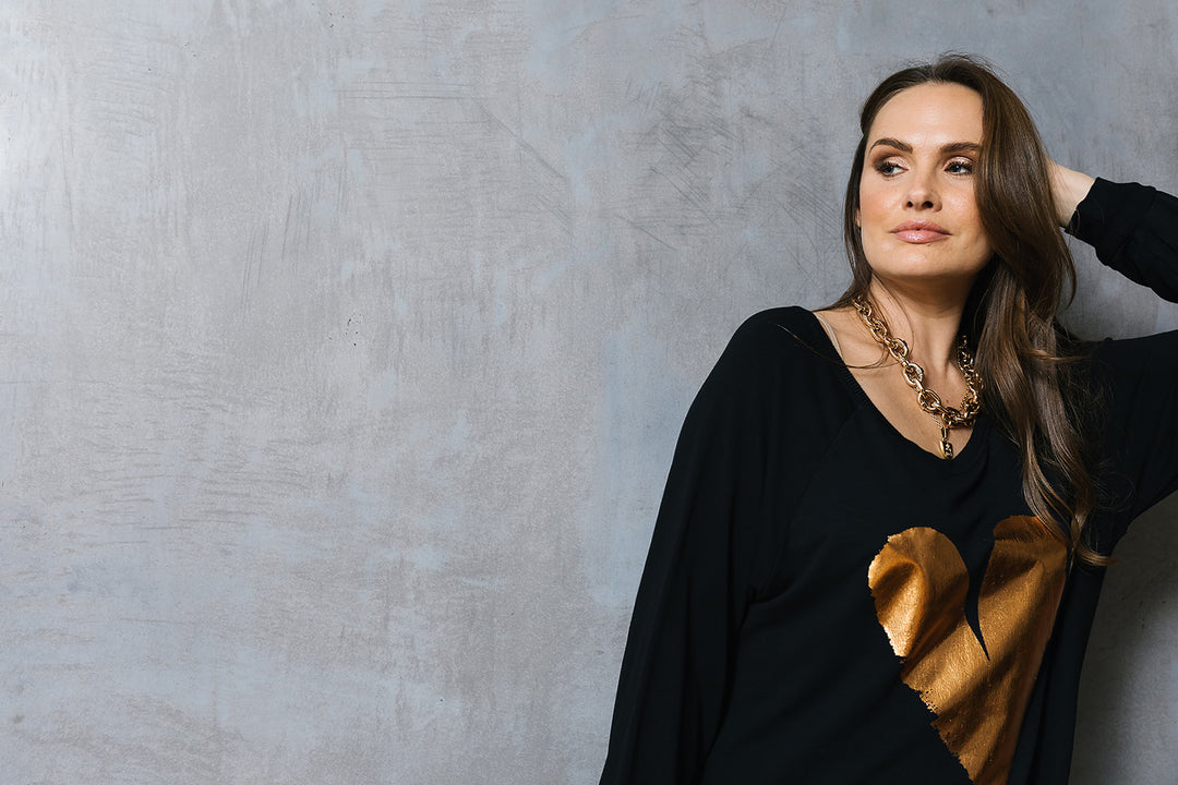 Lux Foil Copper Heart Print Sweat