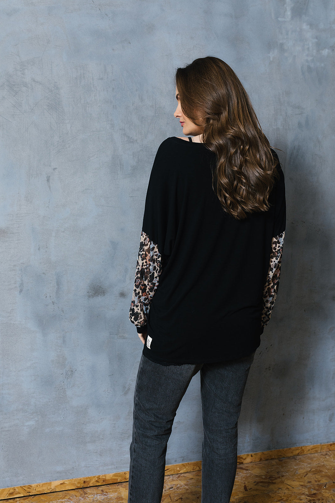 Katie Camo Cat Chiffon Sleeve Sweat