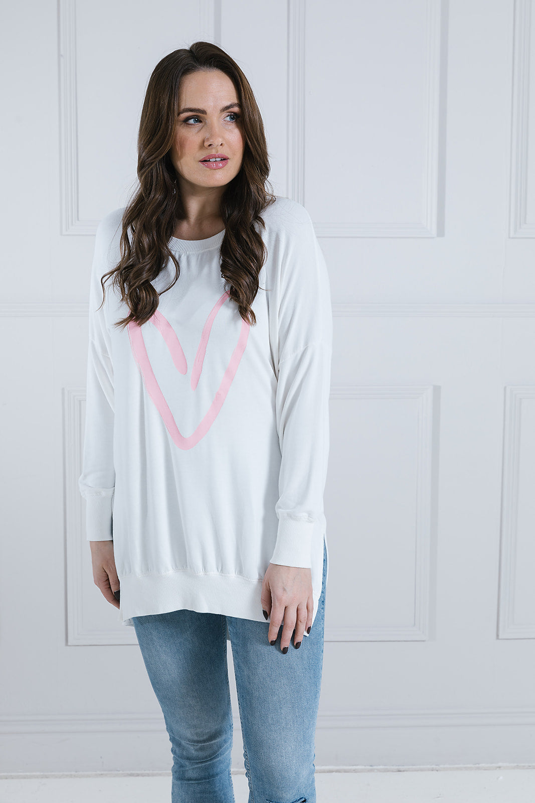 Hattie Heart Print Longline Sweat