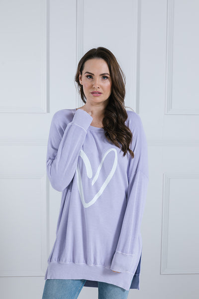 Hattie Heart Print Longline Sweat