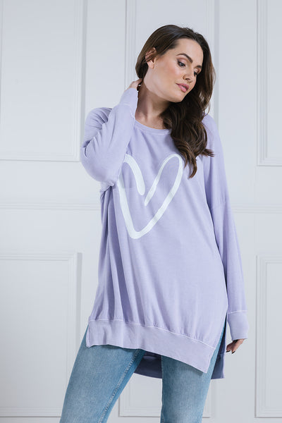 Hattie Heart Print Longline Sweat