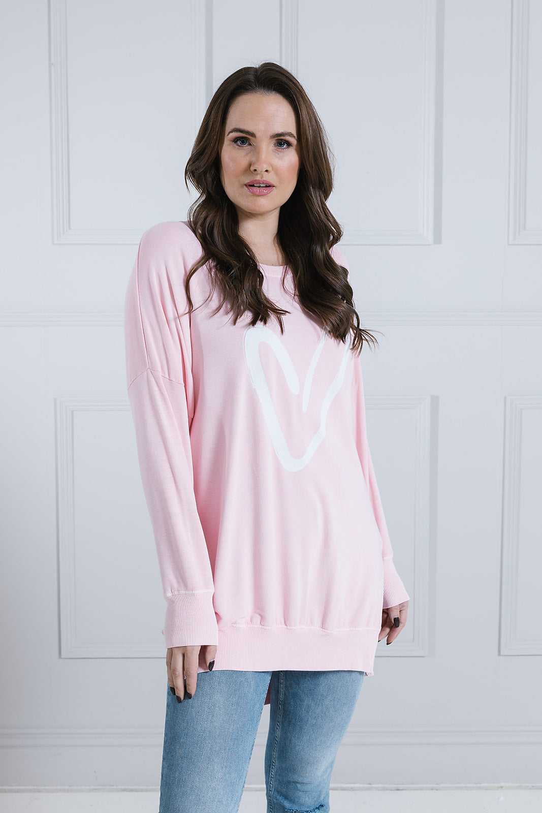 Hattie Heart Print Longline Sweat