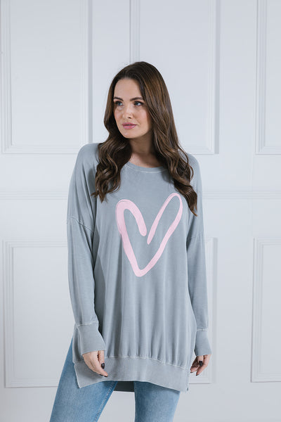Hattie Heart Print Longline Sweat