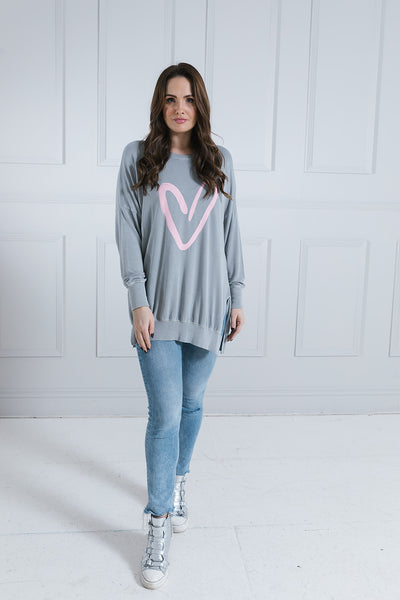 Hattie Heart Print Longline Sweat