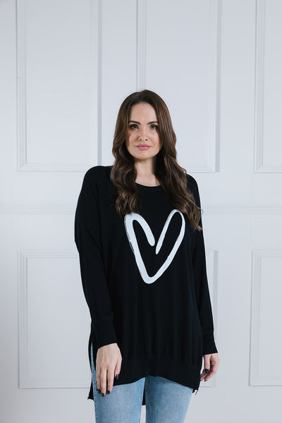 Hattie Heart Print Longline Sweat