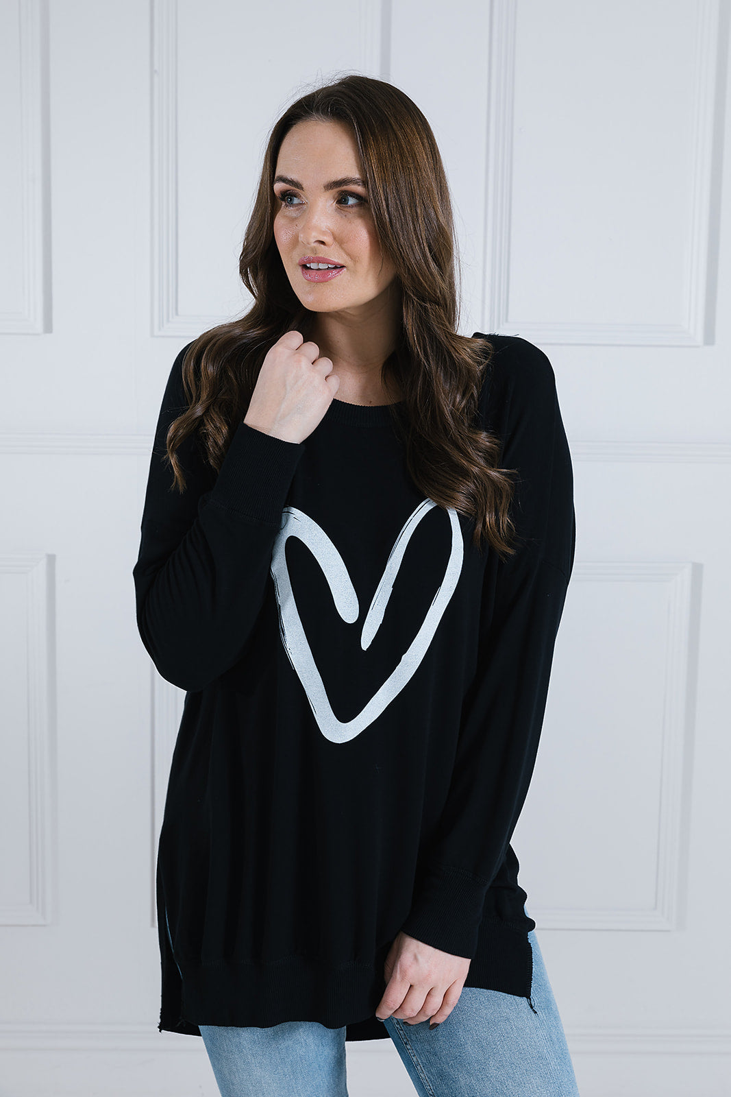 Hattie Heart Print Longline Sweat
