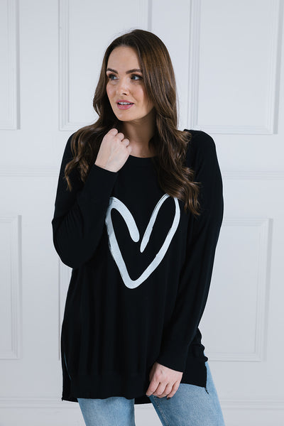 Hattie Heart Print Longline Sweat
