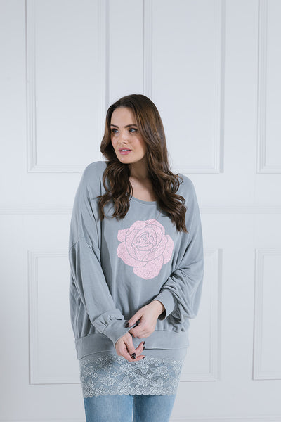 Fleur Flower Print Puff Sleeve Sweat