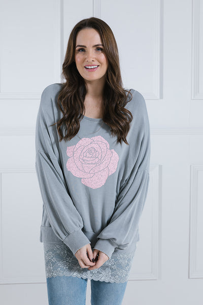Fleur Flower Print Puff Sleeve Sweat