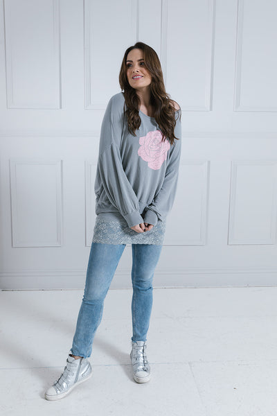 Fleur Flower Print Puff Sleeve Sweat