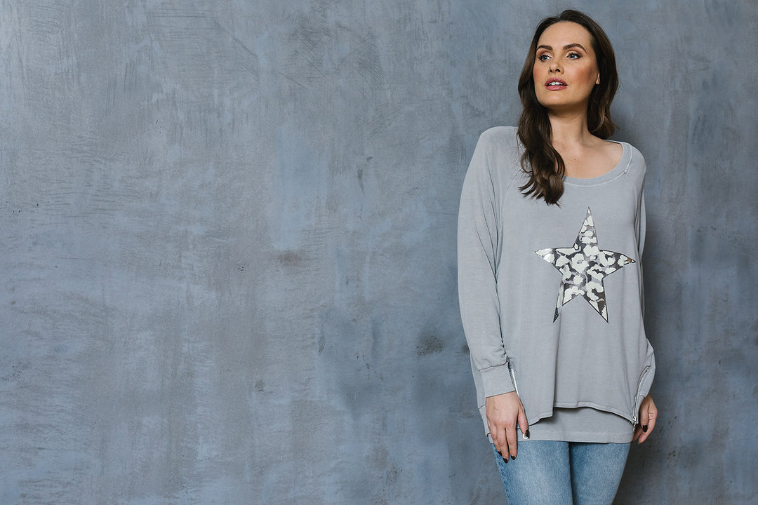 Foil Star Zip Sweat