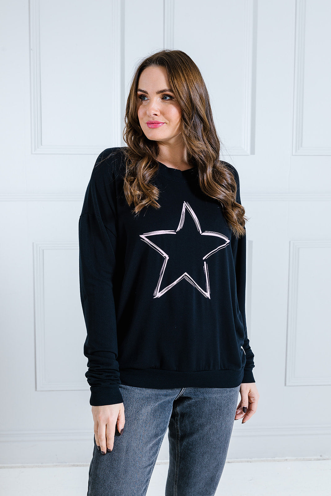Hand Drawn Star Print Boxy Sweat