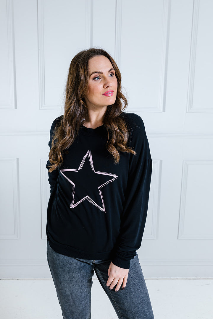 Hand Drawn Star Print Boxy Sweat