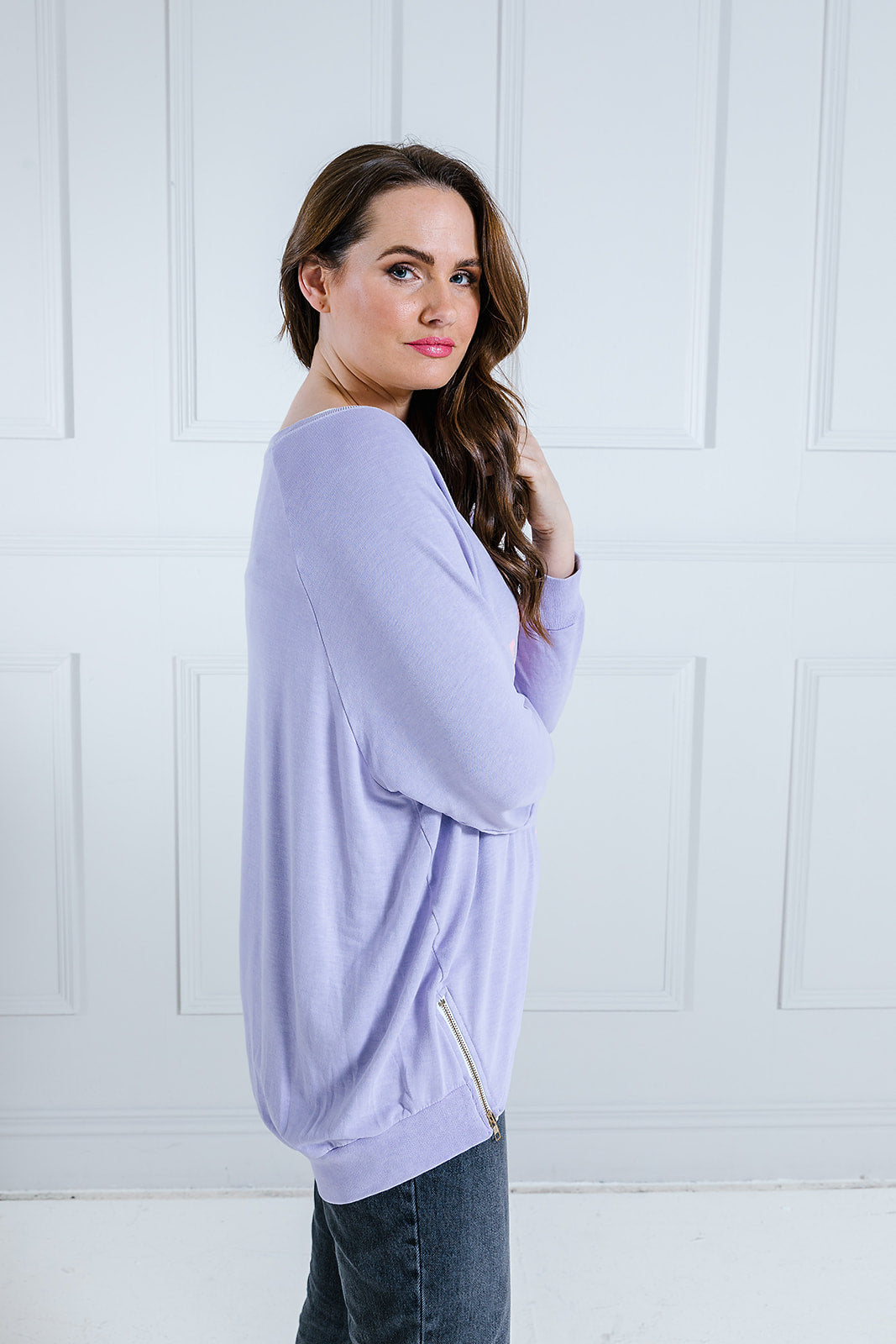 Heart Lips Print Longline Sweat