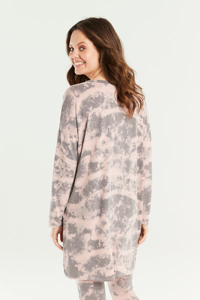 Gee Dipped Back Long Line Cloud Print Top