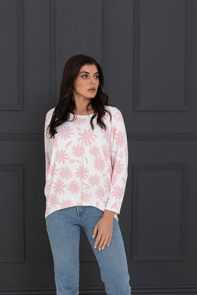 Spring Funky Flower kinga Raglan Sleeve Top