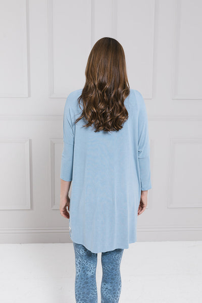Flirty Long Line Dipped Back Jersey Knit Top